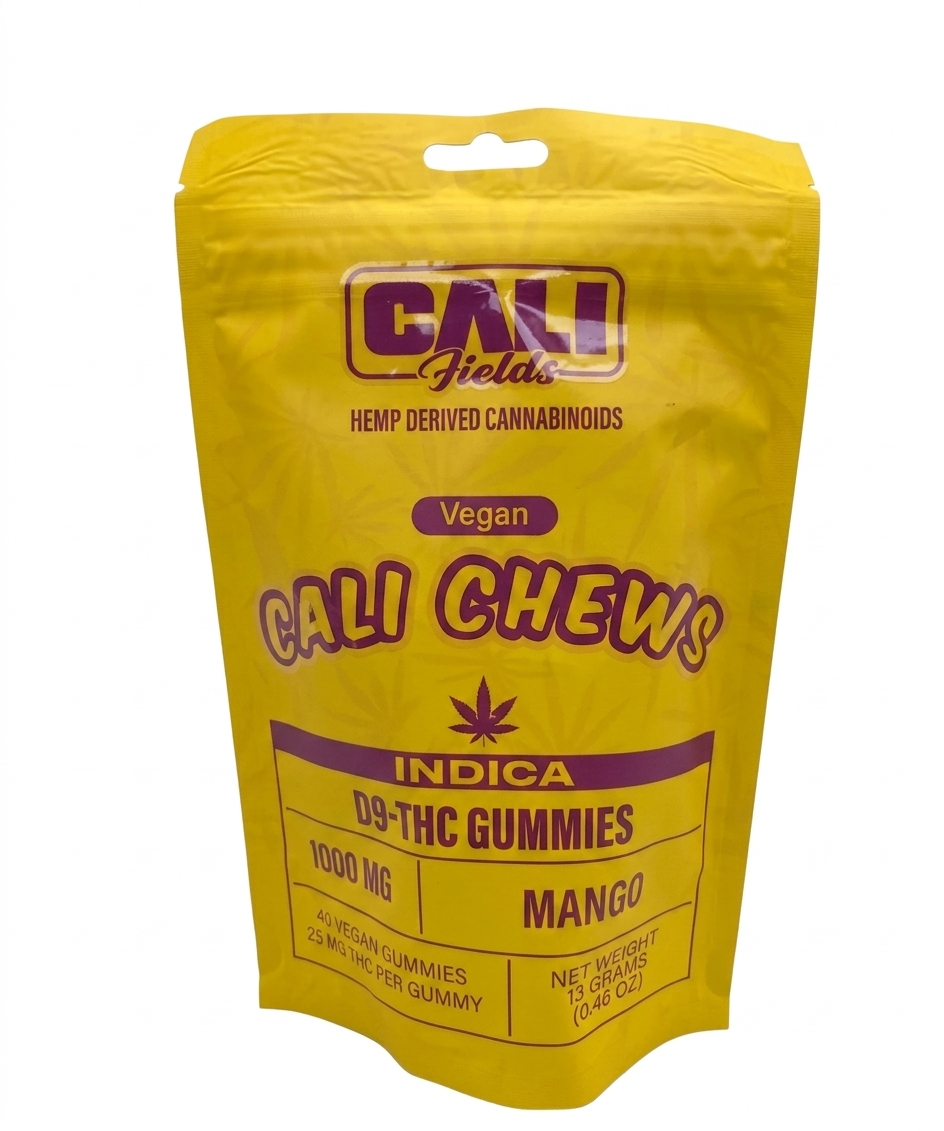 Cali Fields Cali Chews – D9-THC Gummies Mango – Indica – 1000mg
