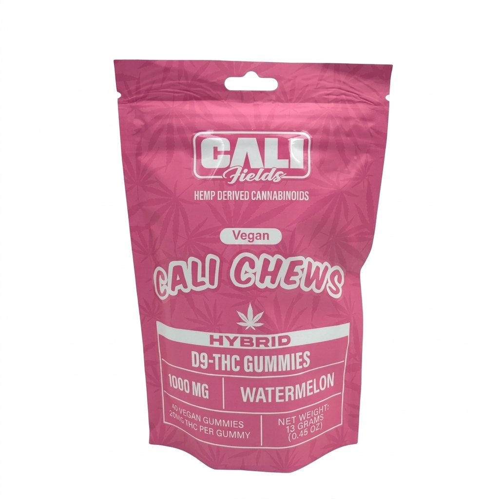 Cali Fields Cali Chews – D9-THC Gummies Watermelon – Hybrid – 1000mg