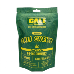 Cali Fields Cali Chews – D9-THC Gummies Green Apple – Sativa – 1000mg