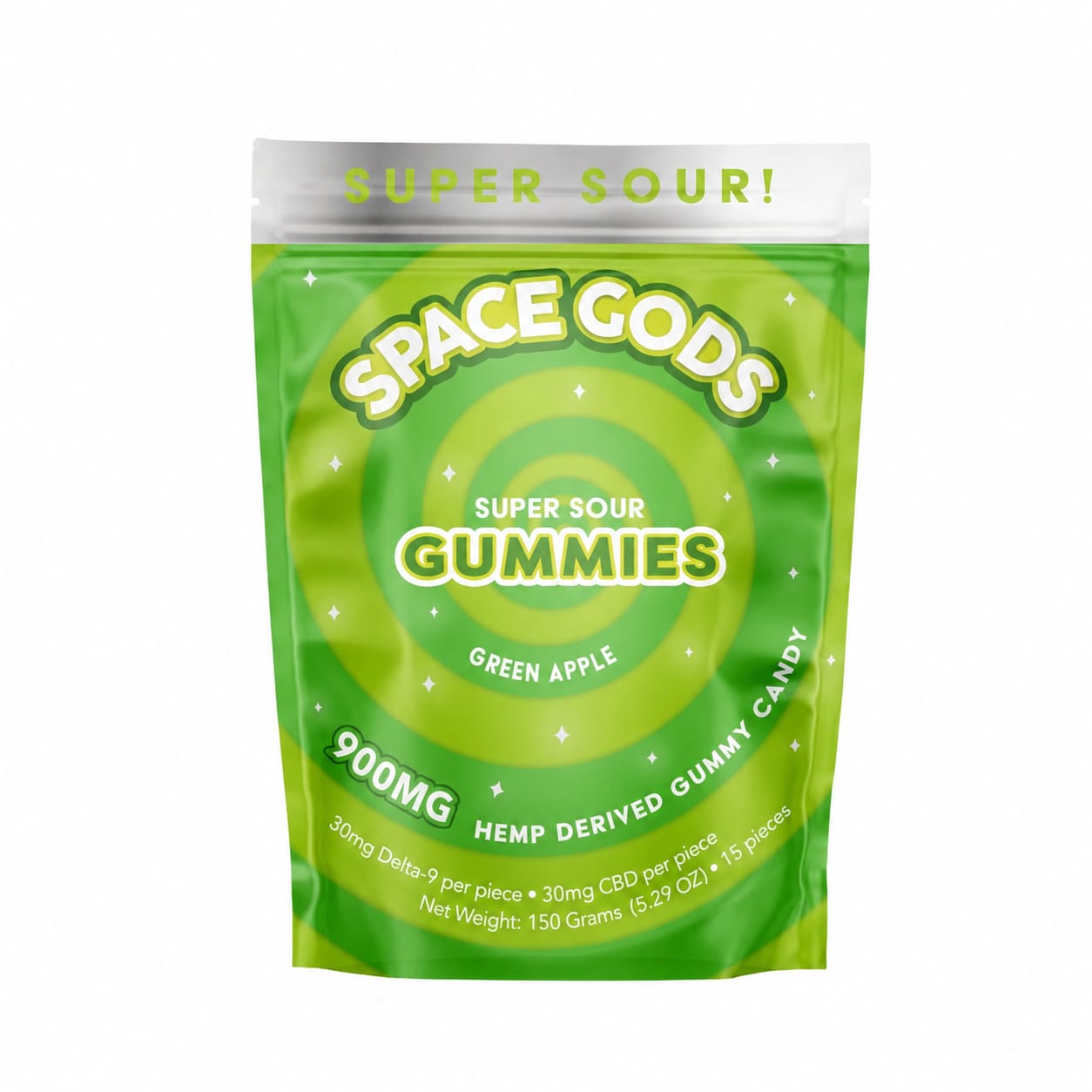 Space Gods D9/CBD 900mg Gummies Green Apple