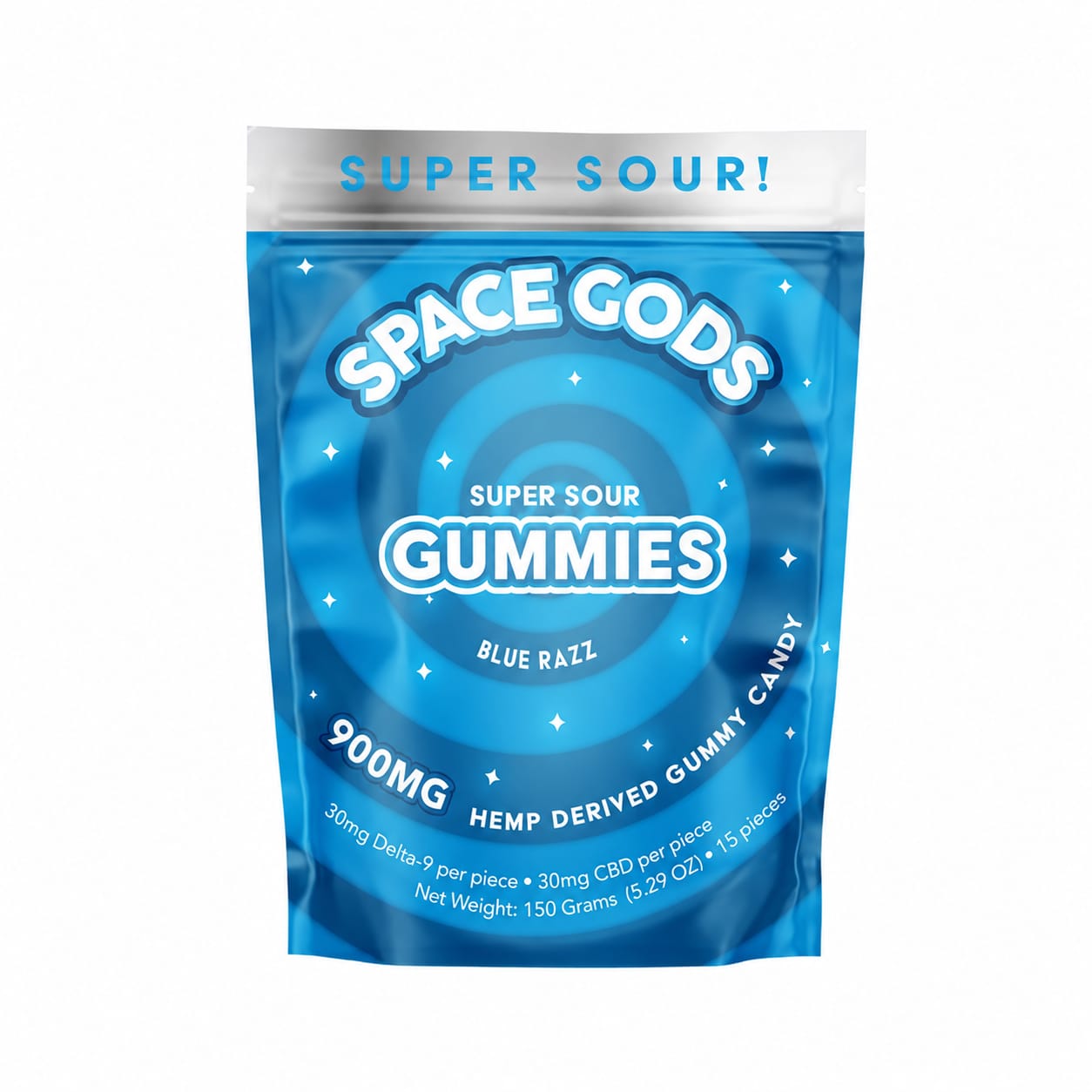Space Gods D9/CBD 900mg Gummies Blue Razz
