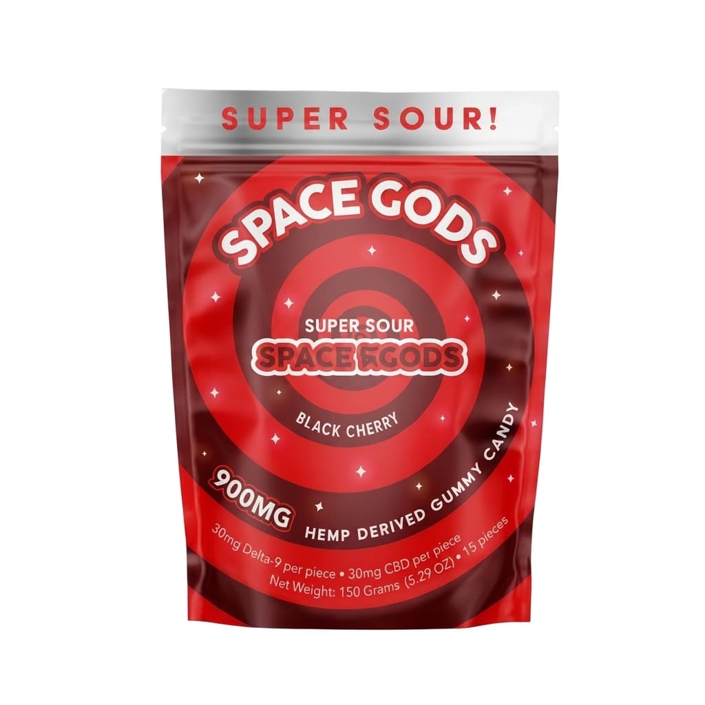 Space Gods D9/CBD 900mg Gummies Black Cherry