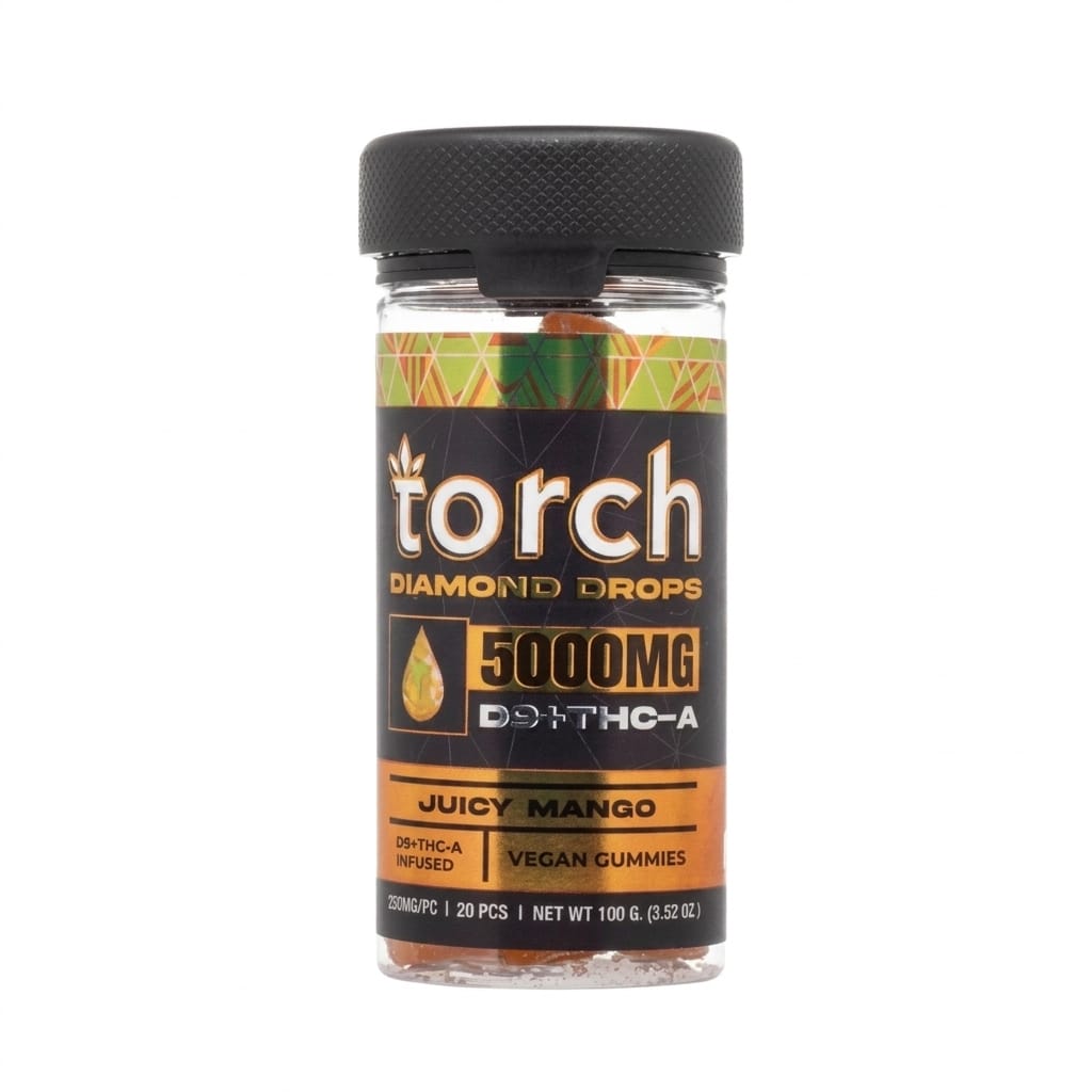 Torch Diamond Drops D9 + THCP 5000mg Gummies Juicy Mango